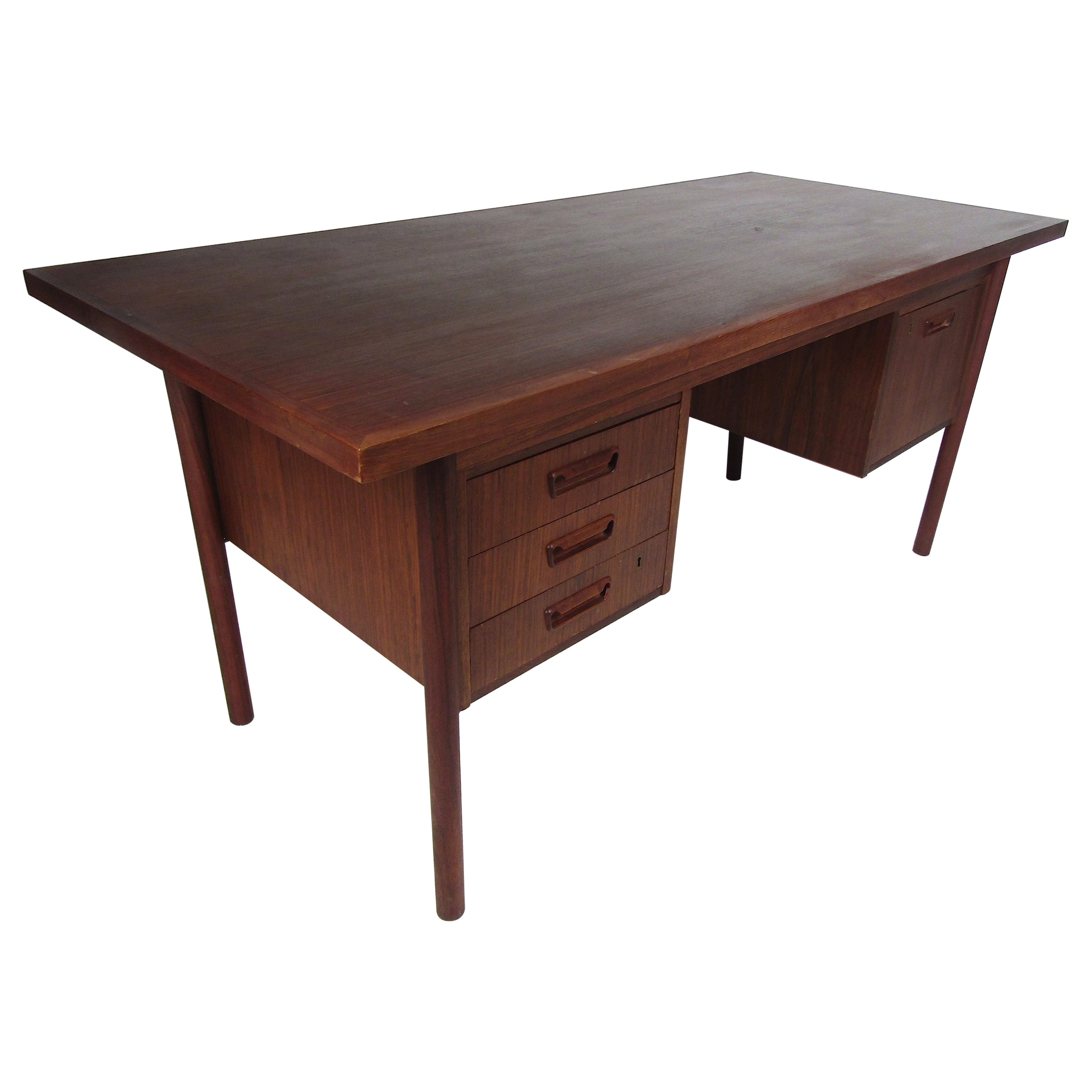 Danish Modern Teak Desk with Finished Display Shelf Front at 1stDibs