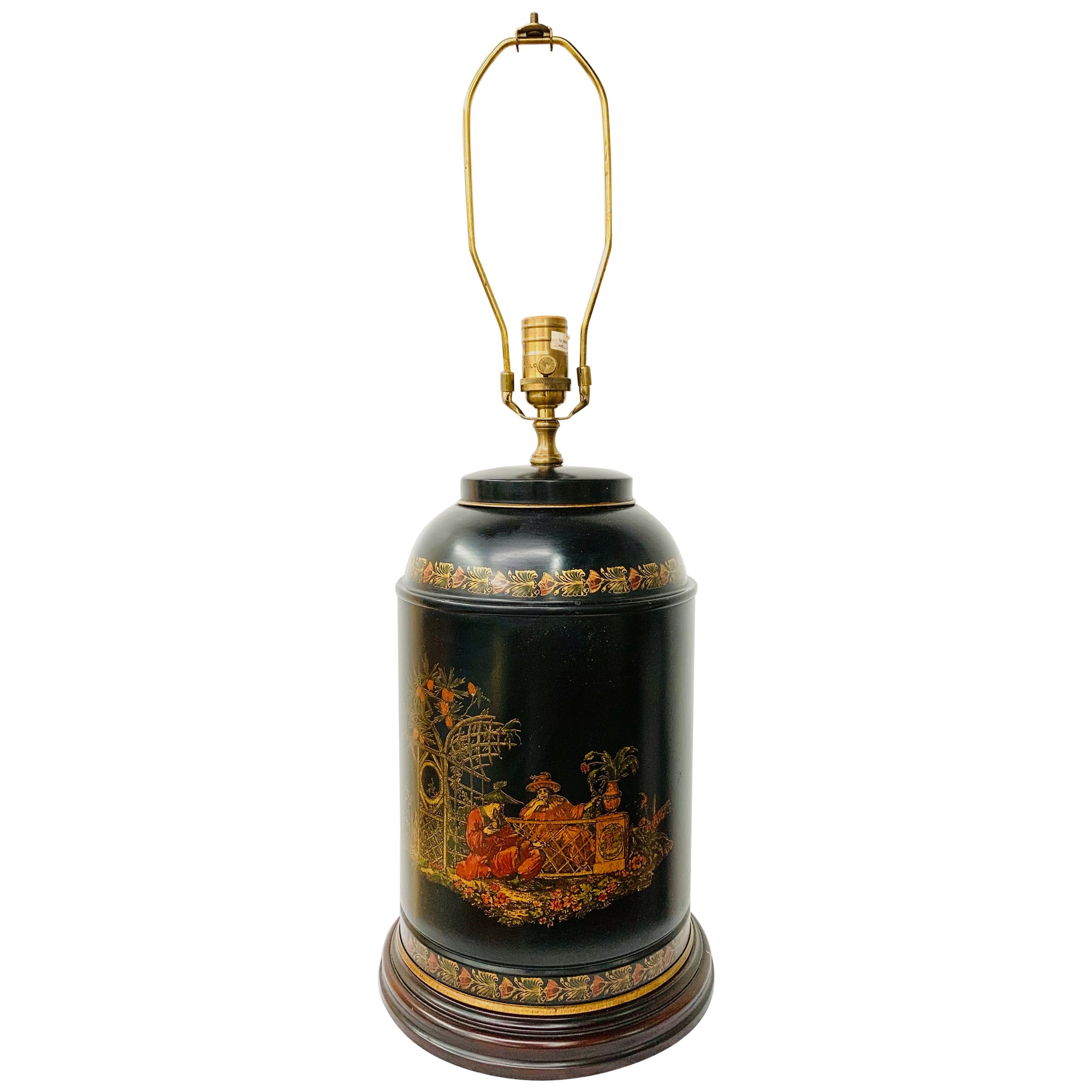 Petite Vintage Asian Tea Caddy Lamp Base For Sale at 1stDibs