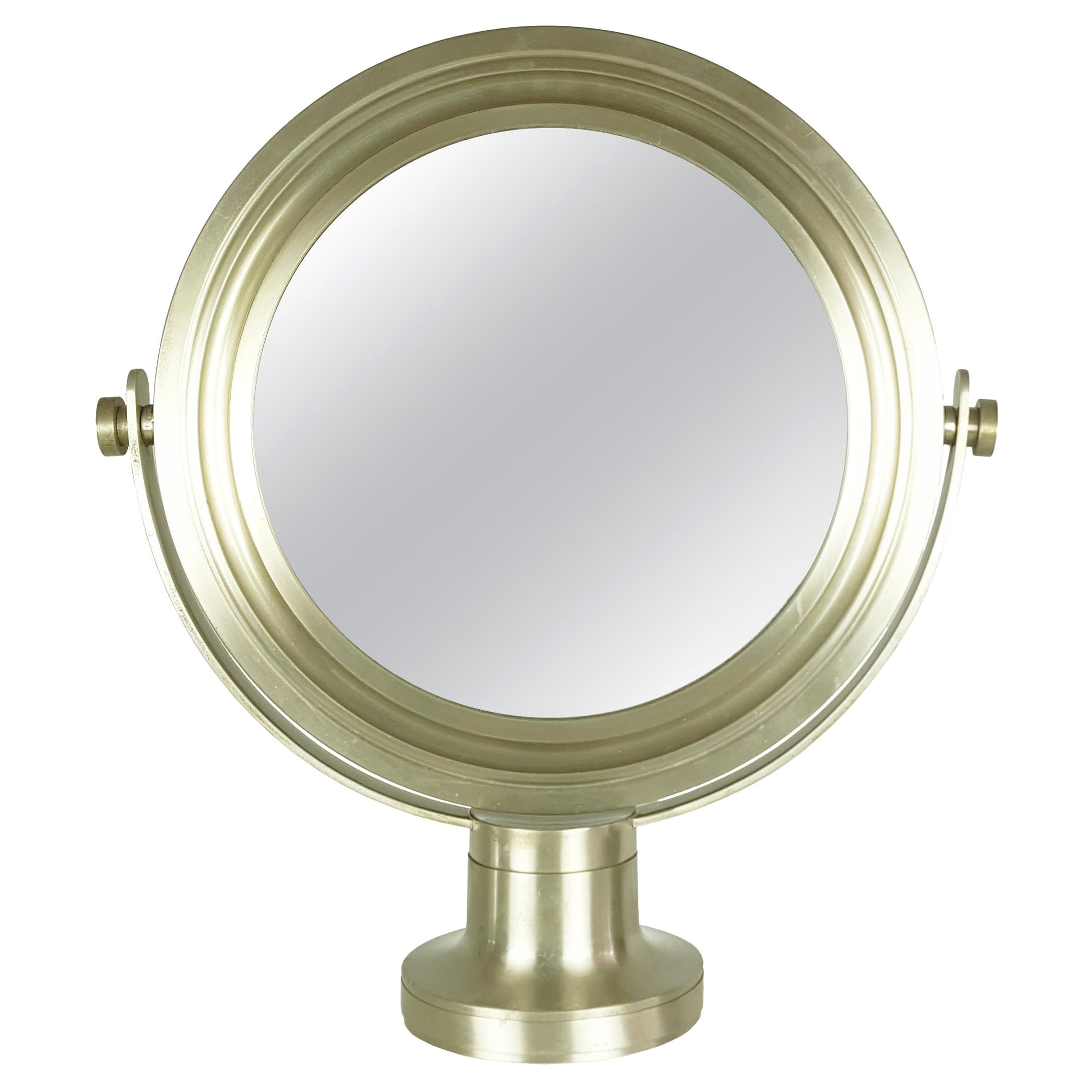 Miroir de table en métal nickelé et verre miroir des années 1960 dans le style de S. Mazza