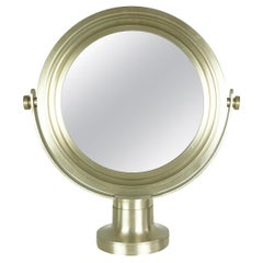 Vintage Nickel Plated Metal & Mirrored Glass 1960s Table Mirror in the Style of S. Mazza