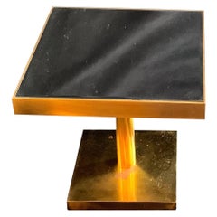 Mid-Century Modern Bronze Beveled Mirror Telescoping Square Side Table