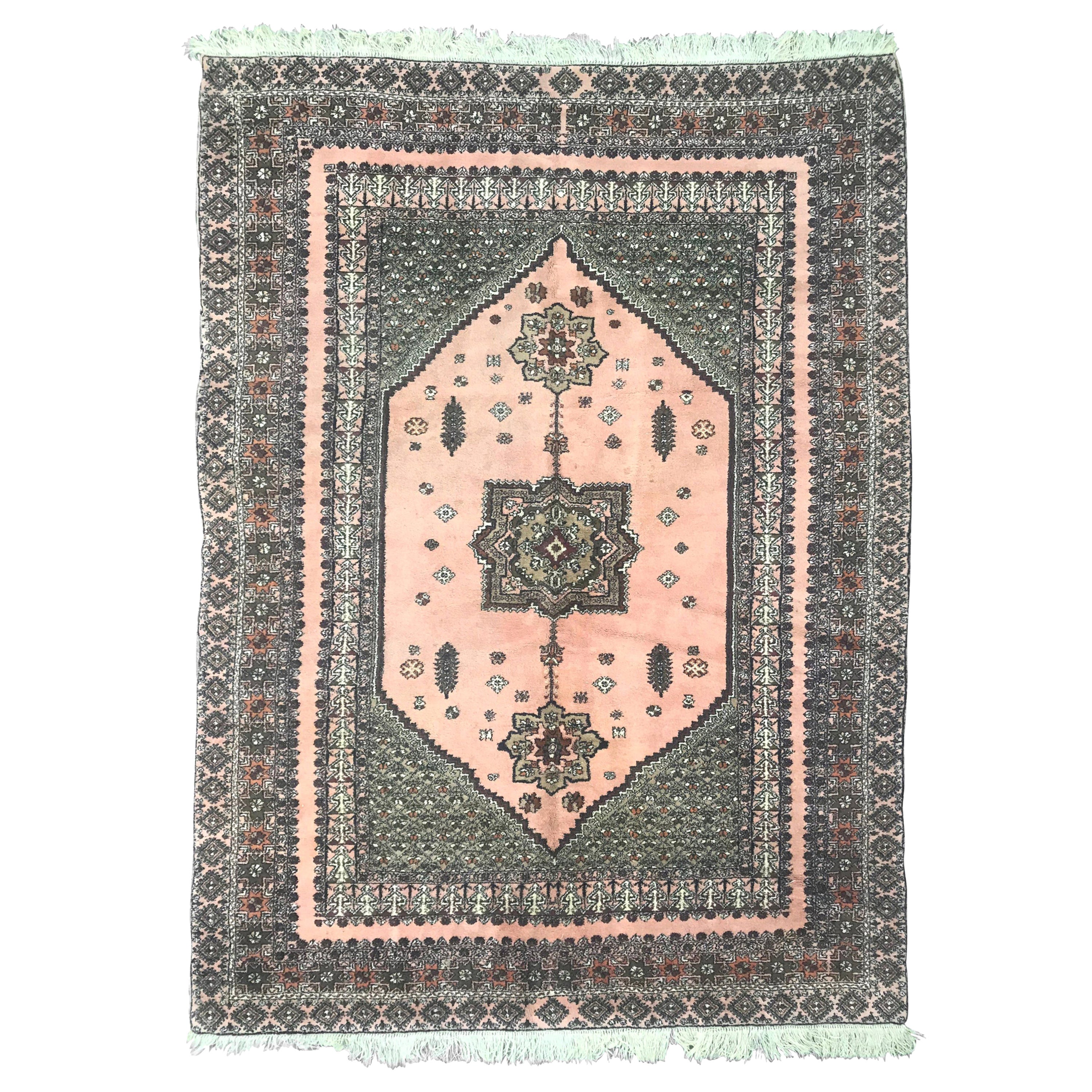 Vintage moroccan RABAT rug rare green field at 1stDibs
