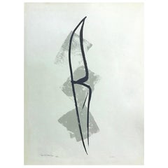 Vintage Toko Shinoda Signed Large Limited Edition Japanese Lithograph Print Moon, 1965