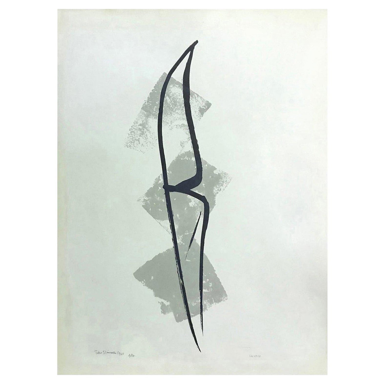 Toko Shinoda Signed Large Limited Edition Japanese Lithograph Print Moon, 1965