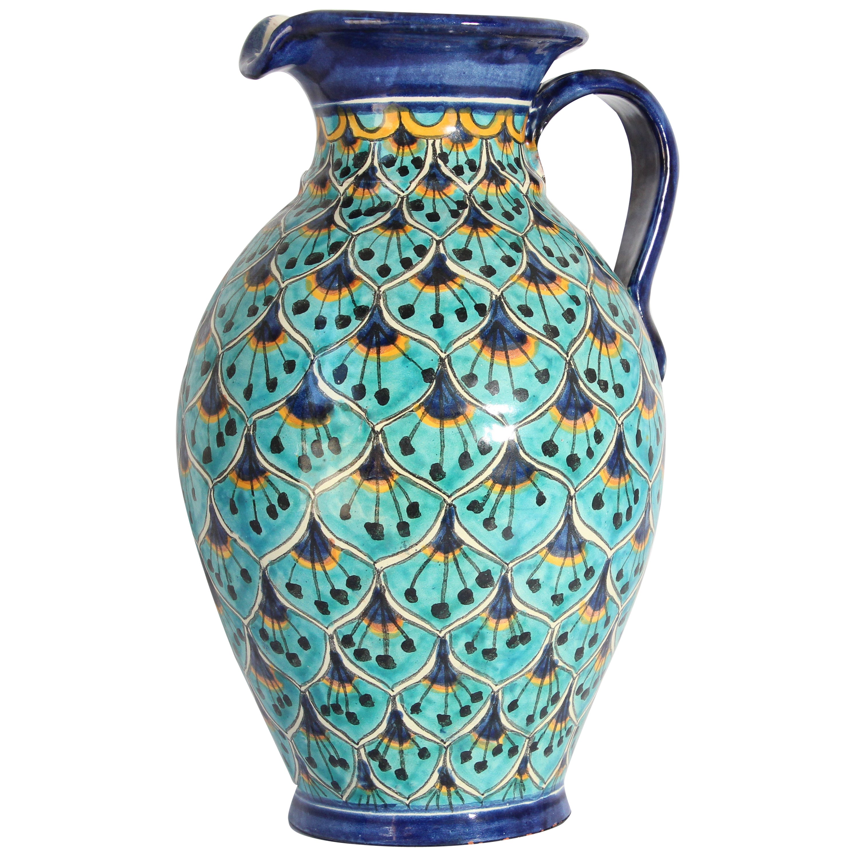 Ceramic Green Drip Glaze Small Pitcher by Fulper Pottery For Sale at