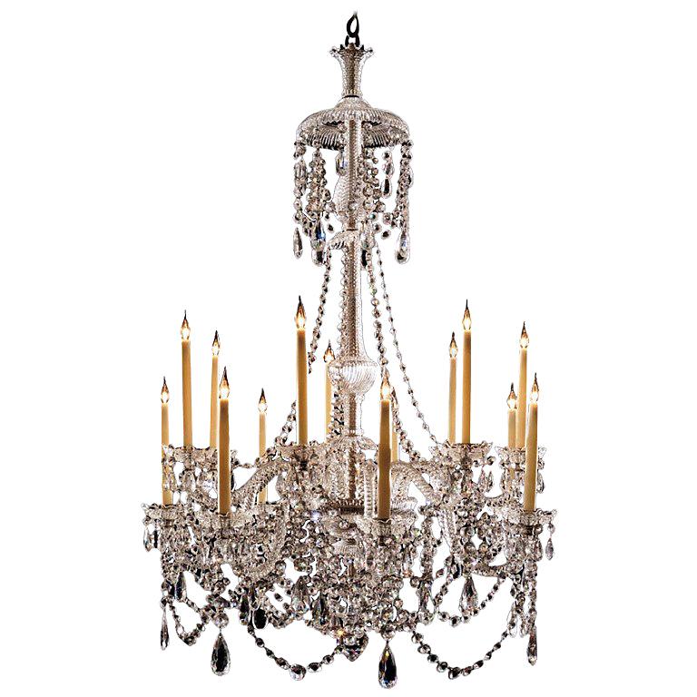 19th Century Crystal Fourteen-Light Chandelier by Perry, of Wonderful Color For Sale