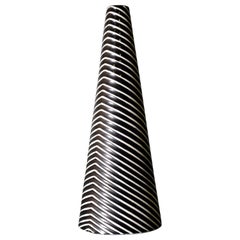Vintage Stig Lindberg Stoneware Conical Vase, Domino Series, Black/White, 1954