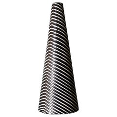 MCM Stig Lindberg Stoneware Conical Vase, Domino Series, Black/White, 1954