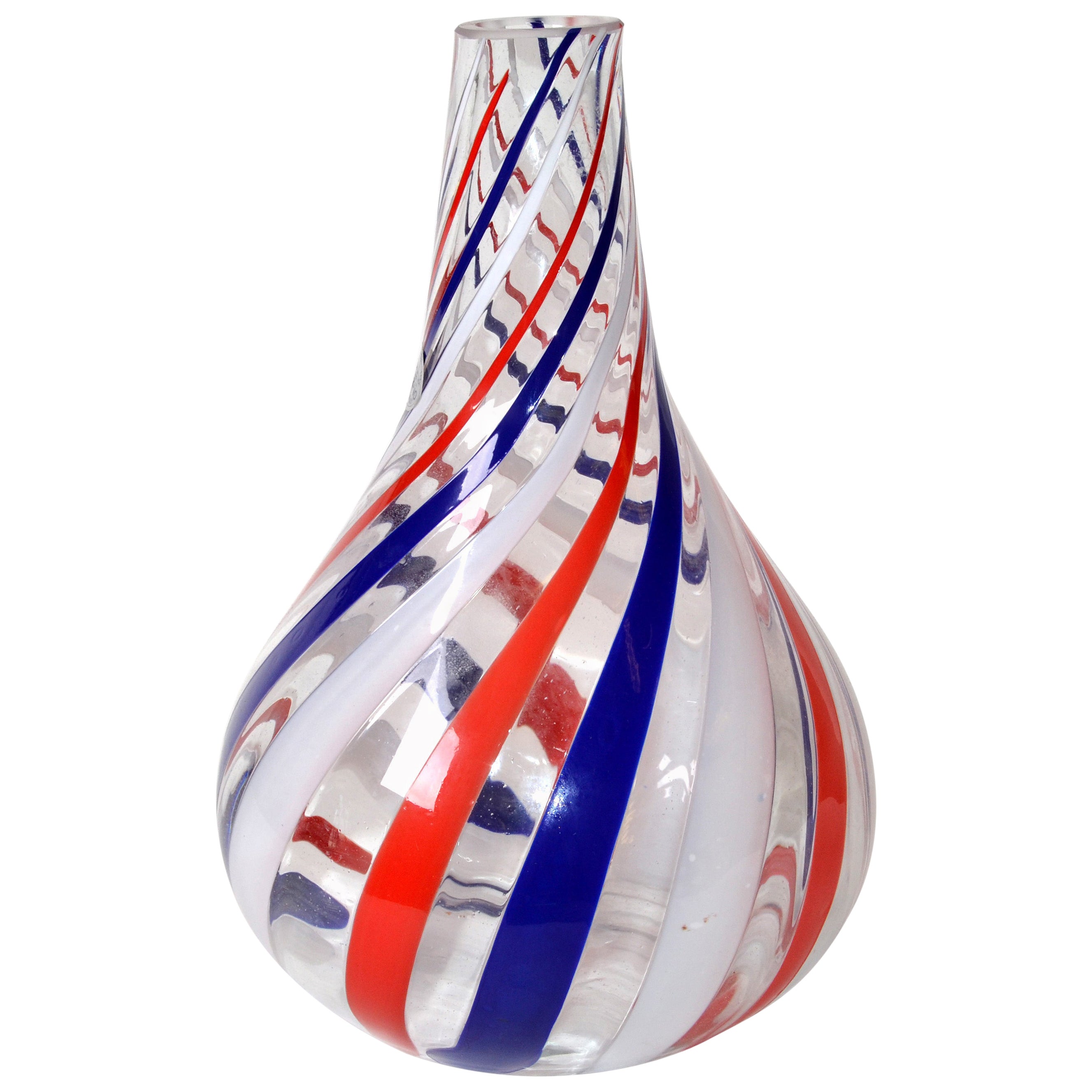 MultiColor Large Stripped Murano Vase at 1stDibs