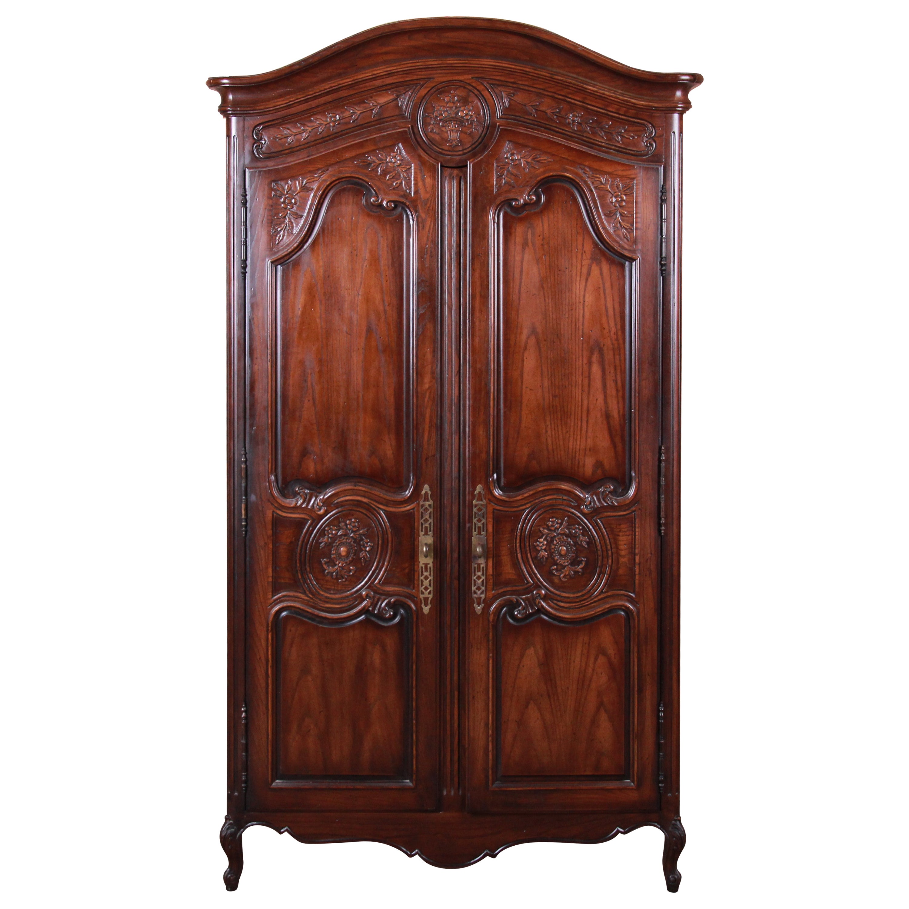 Drexel Heritage French Provincial Louis XV Carved Walnut Armoire Dresser at 1stDibs
