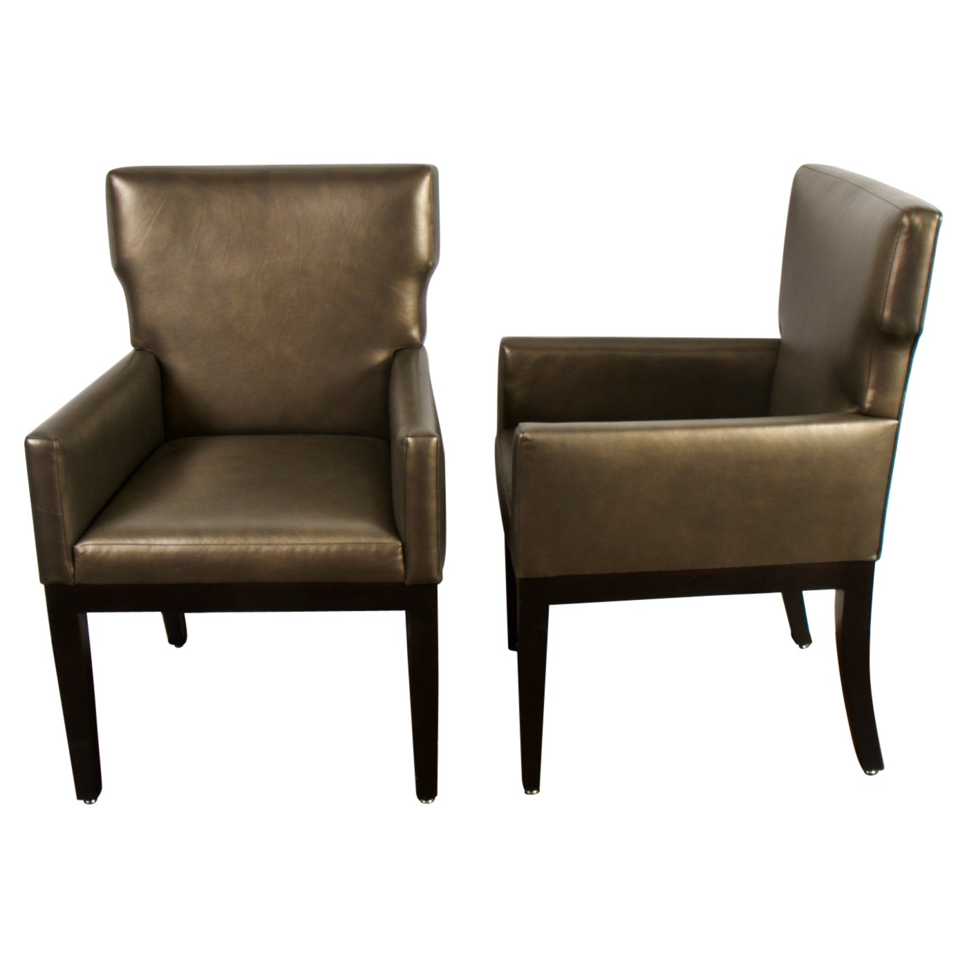 Pair of Holly Hunt Style Leather Armchairs