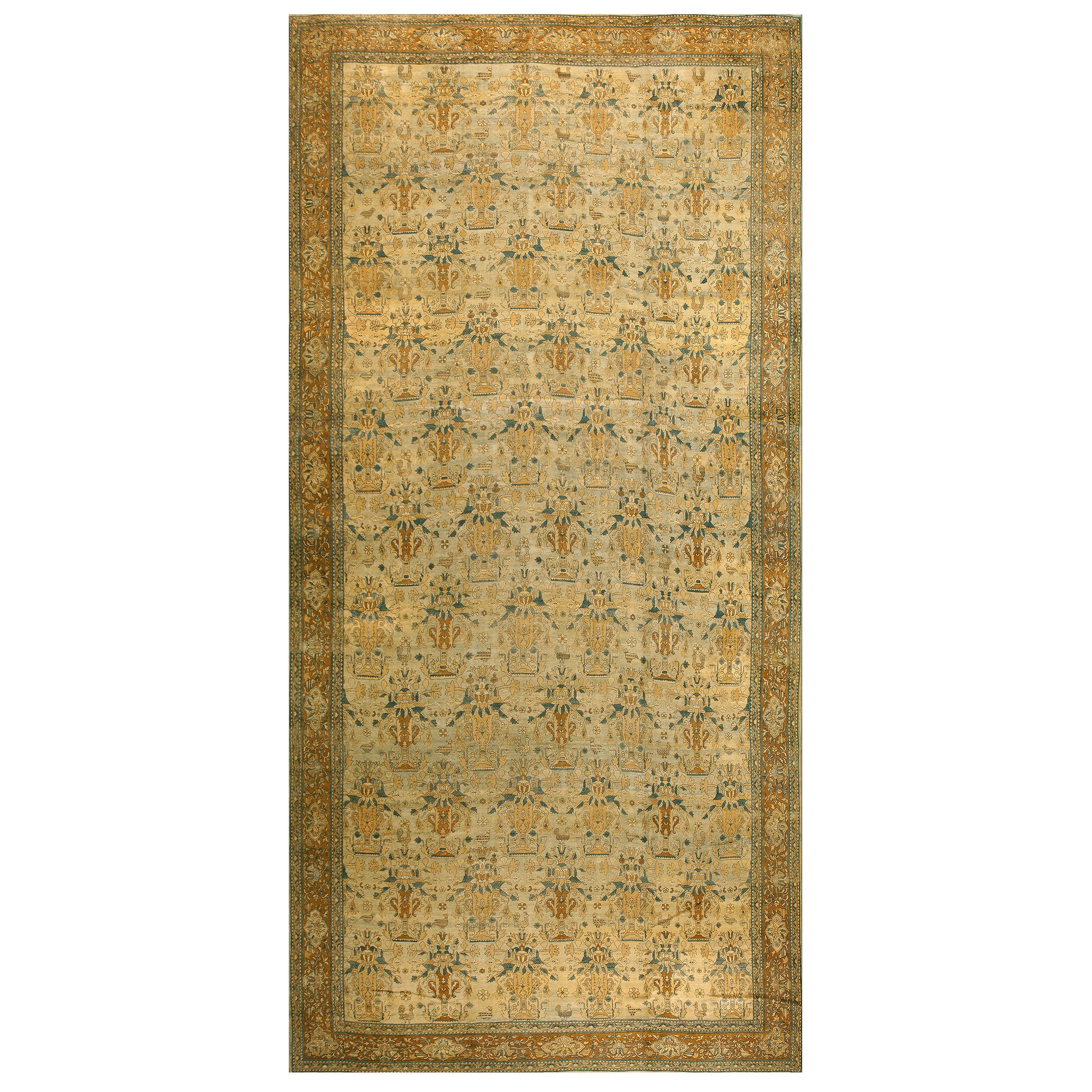 19th Century S.E. Persian Kirman Lavar Carpet ( 12'4" x 23'8" - 376 x 721 ) For Sale