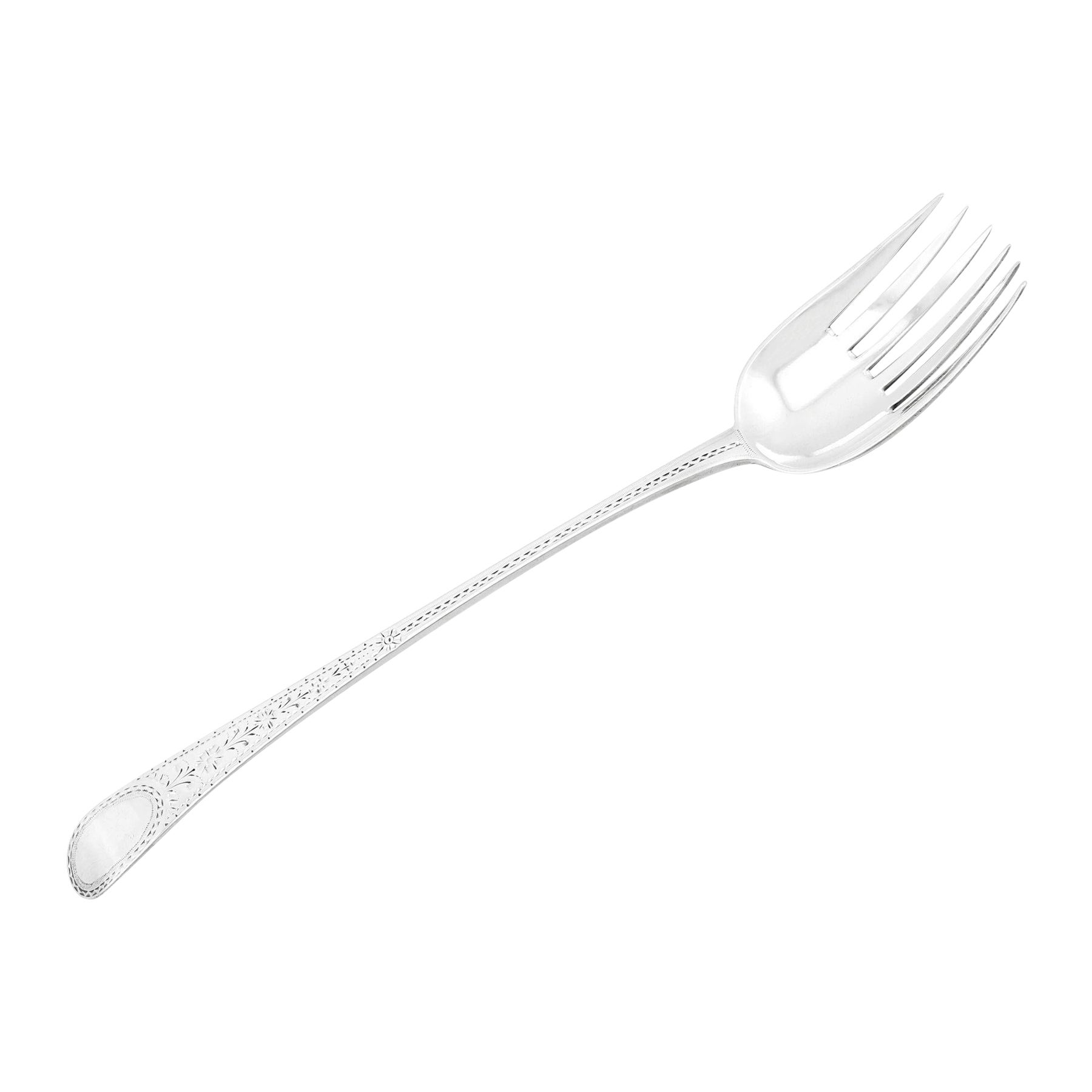 Tenedor inglés georgiano de plata de ley para servir ensaladas