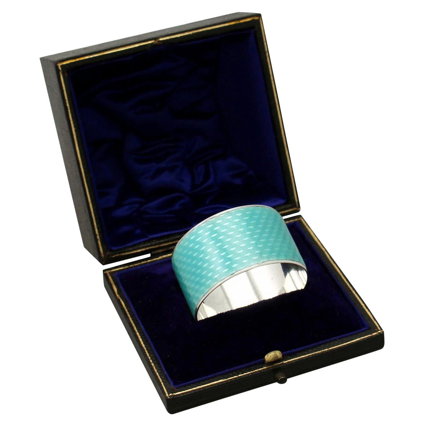 Antique Sterling Silver and Guilloche Enamel Napkin Ring