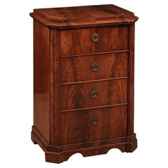 19th Century Biedermeier Walnut Side Cabinet with Canted Corners & Faux Drawers