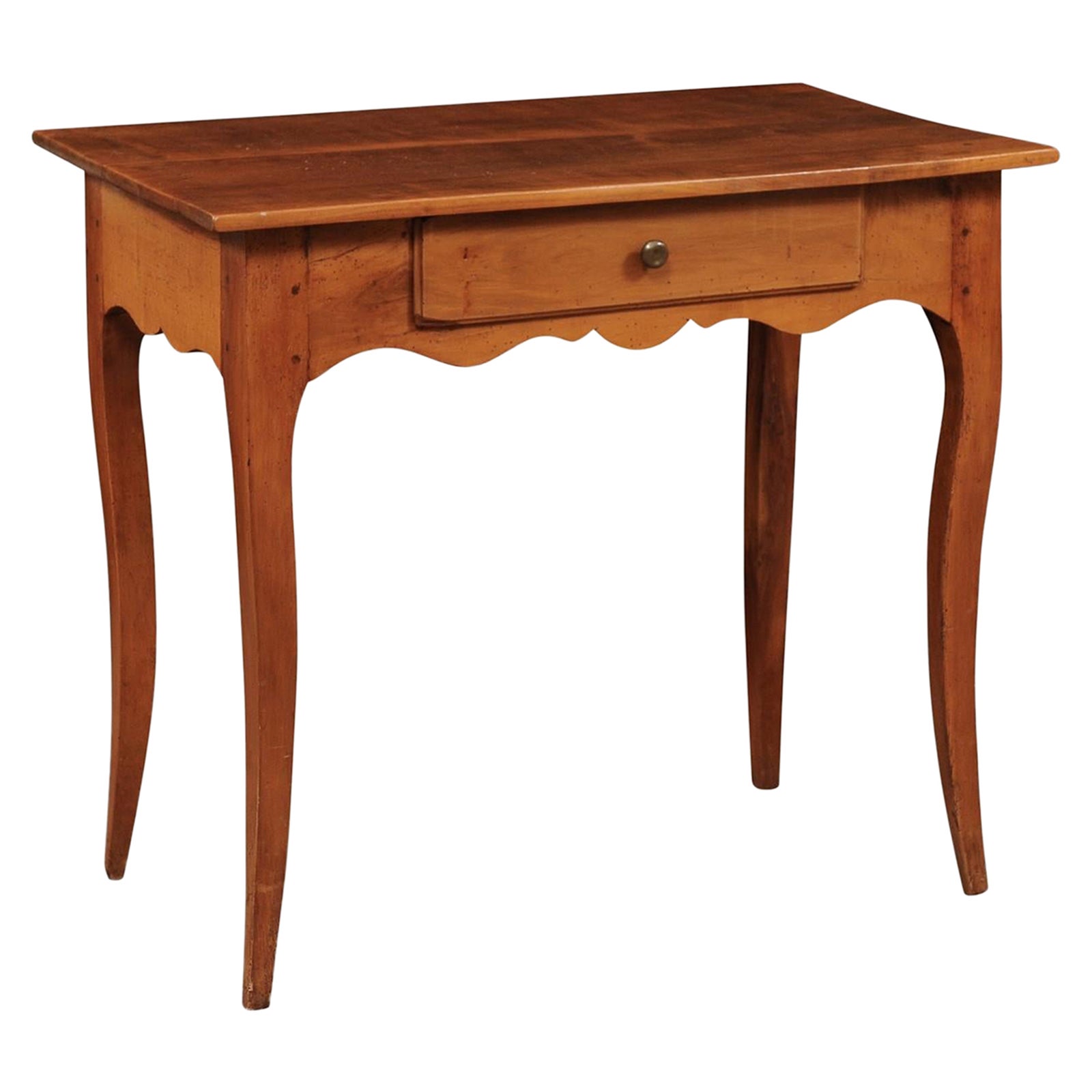 Louis XV Style Fruitwood Side Table with Drawer, 19th Century France For Sale