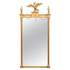 Federal Style Giltwood Mirror with Carved Eagle Crest, Early 20th Century