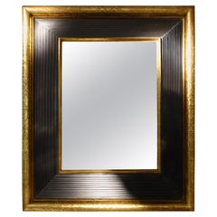 Miroir encadré en trois dimensions avec bordure marron gravée à l'or, France, 19ème siècle