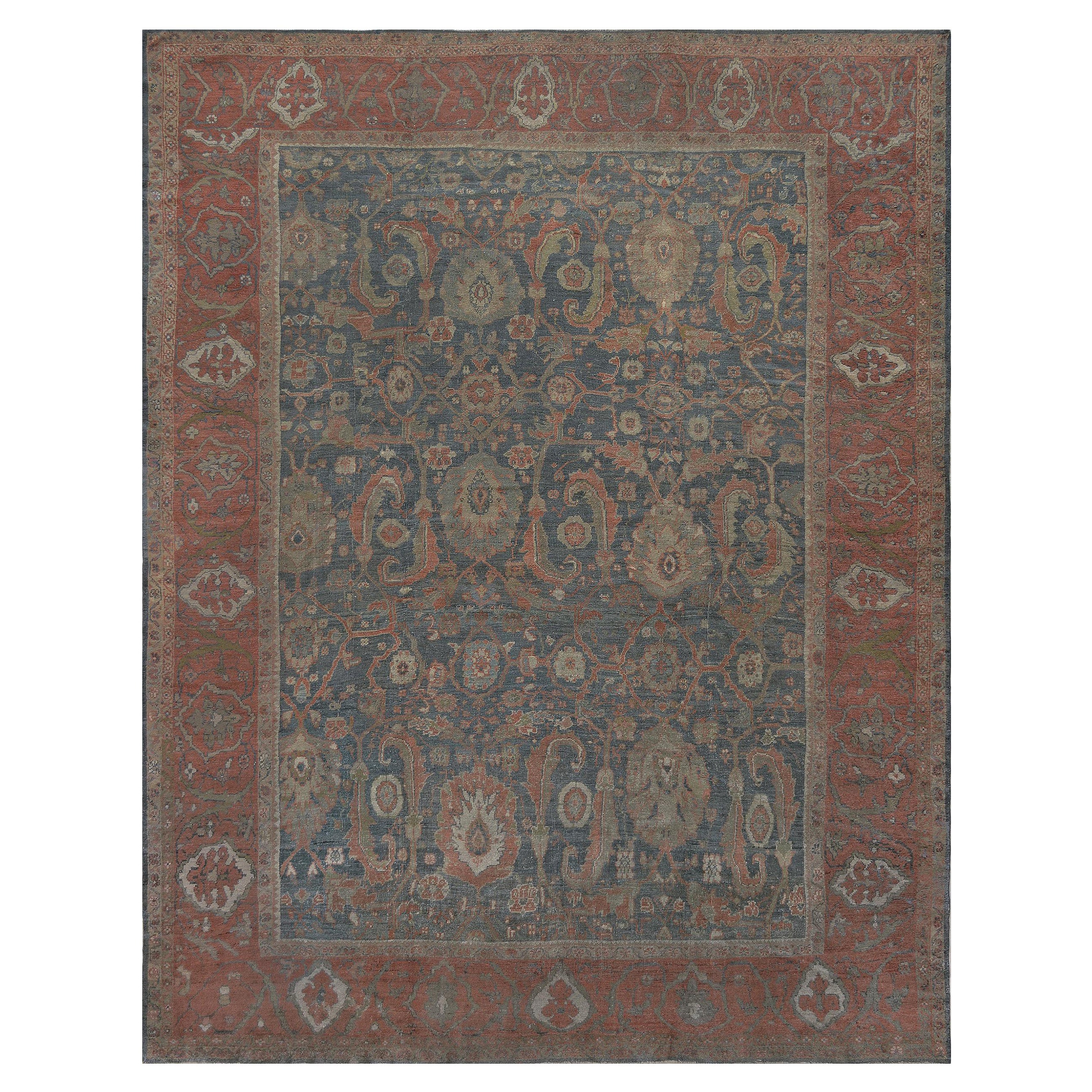 Antique Late 19th Century Authentic Wool Handwoven Persian Sultanabad Rug