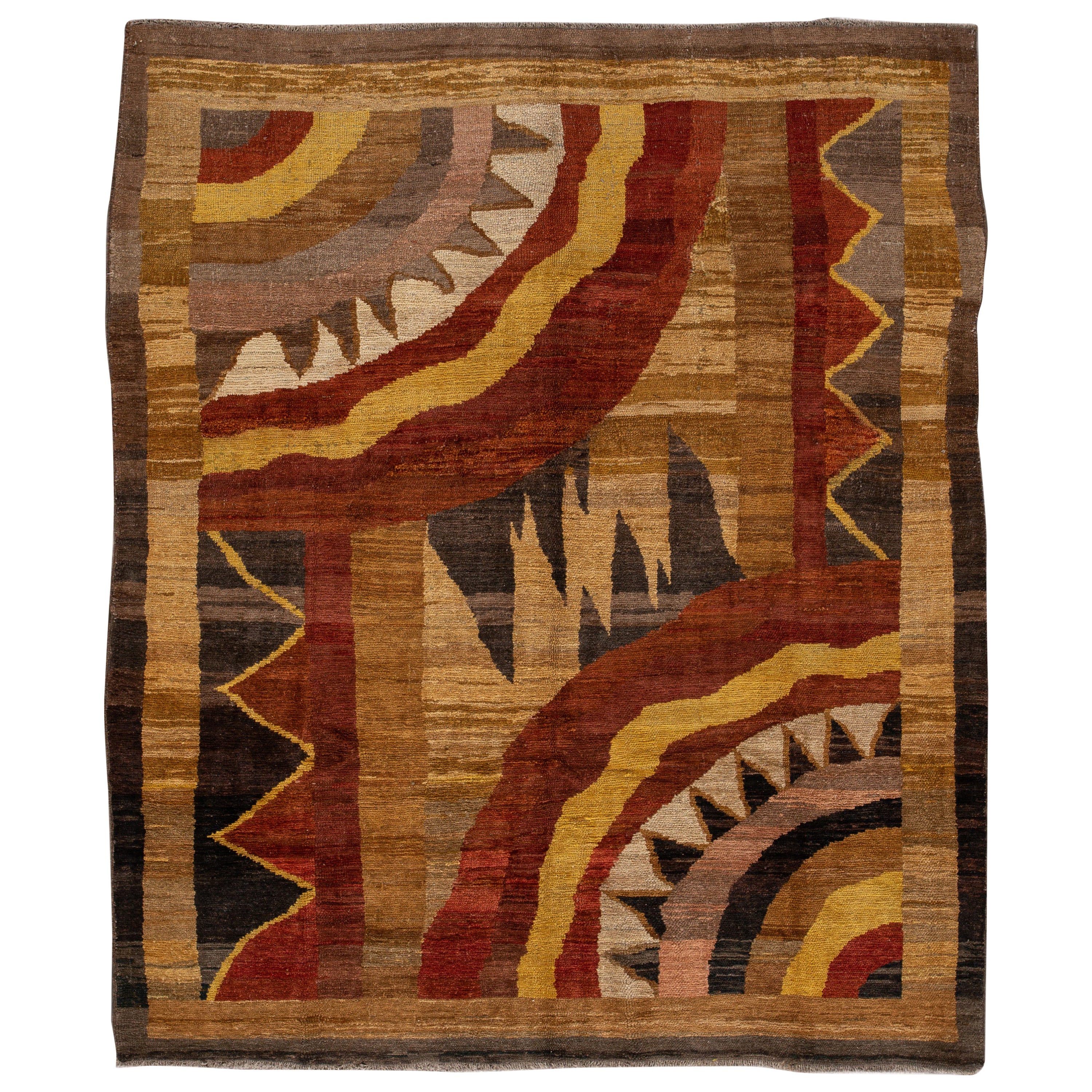 Vintage Art Deco Style Wool Rug For Sale at 1stDibs