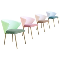 Set of Four Contemporary Modern Cotton Velvet Italian Chairs