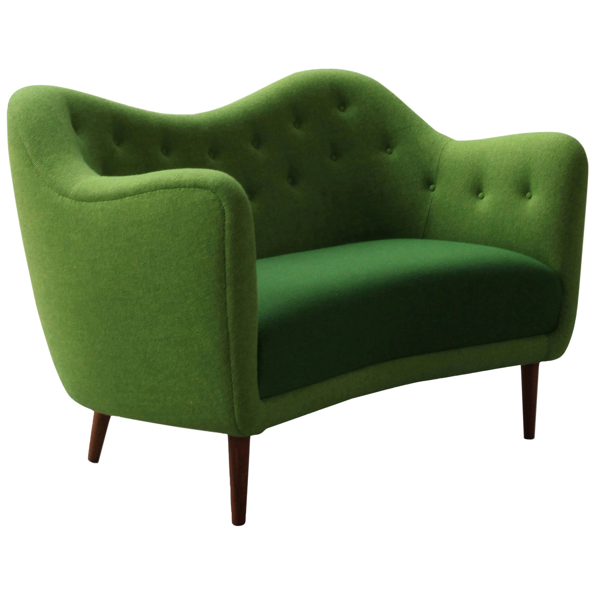 Finn Juhl 46 Sofa Couch Green Fabric Cutout For Sale at 1stDibs