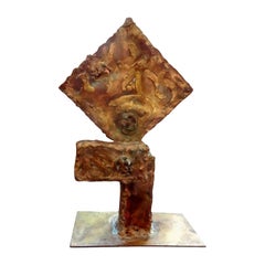 Mid-Century Torch Cut Metal Abstract Brutalist Sculpture