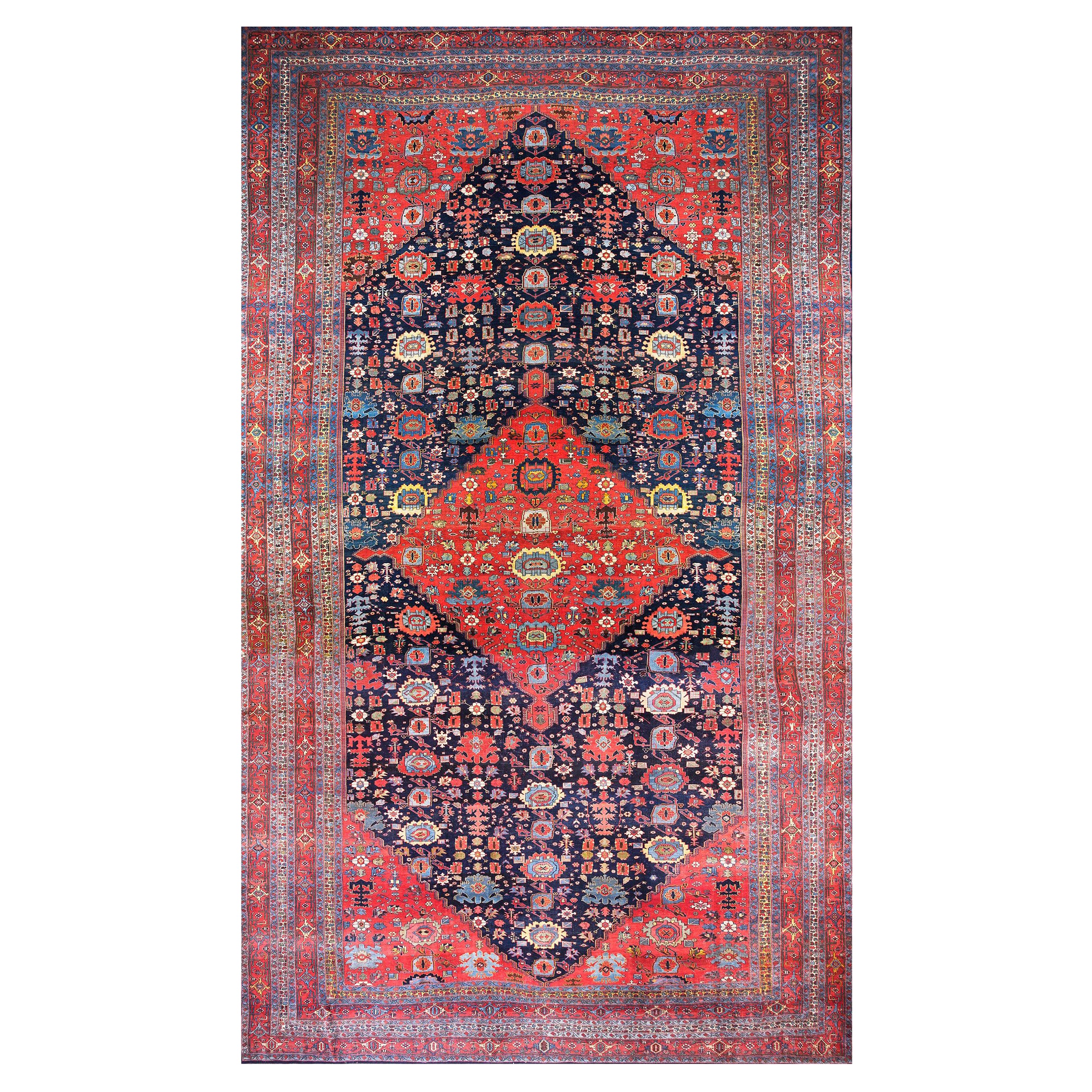 19th Century W. Persian Bijar Carpet with Harshang Pattern For Sale