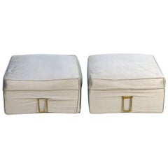 Pair of Upholstered Benches with Brass Handles