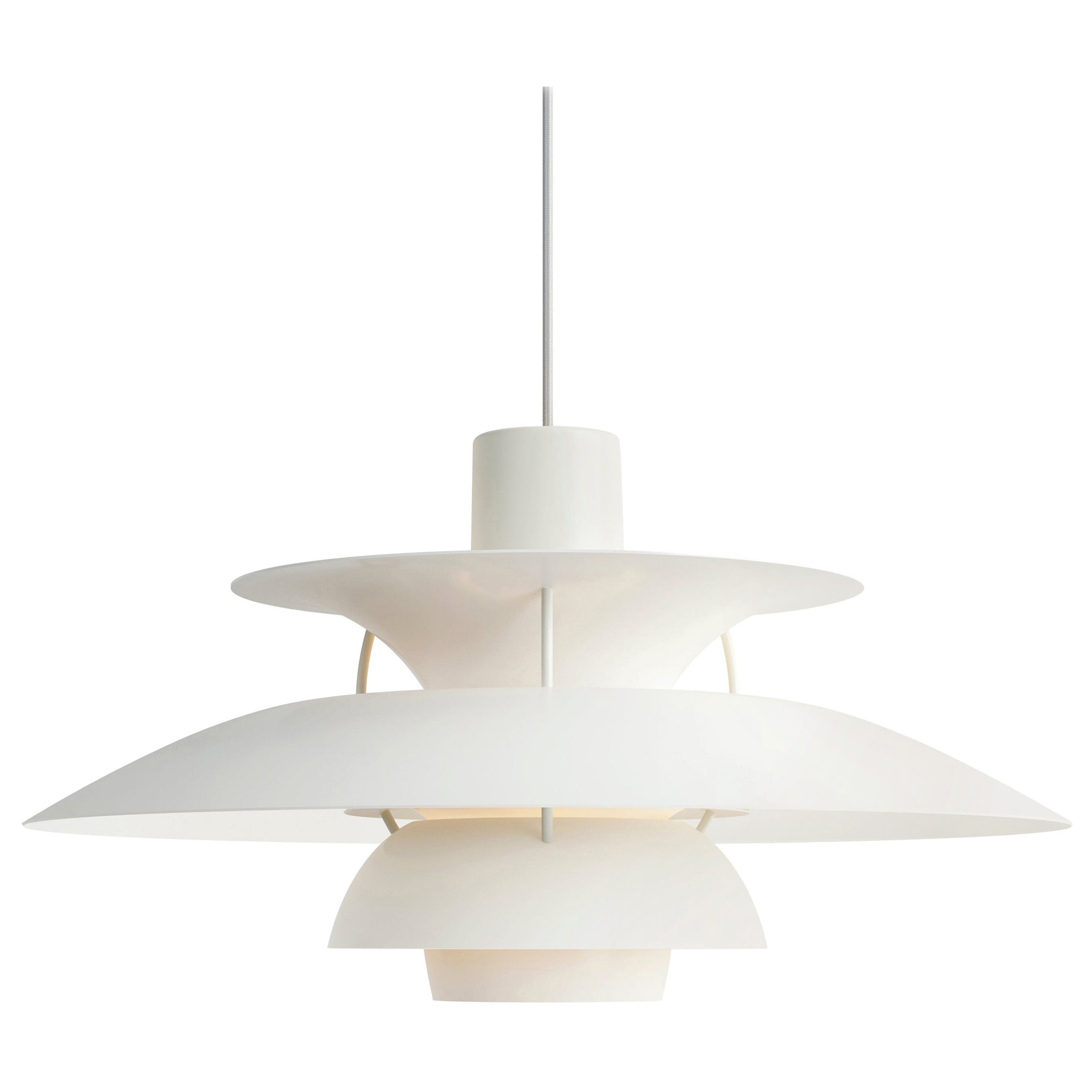 Pendentif PH 5 de Poul Henningsen pour Louis Poulsen en blanc Monochrome en vente