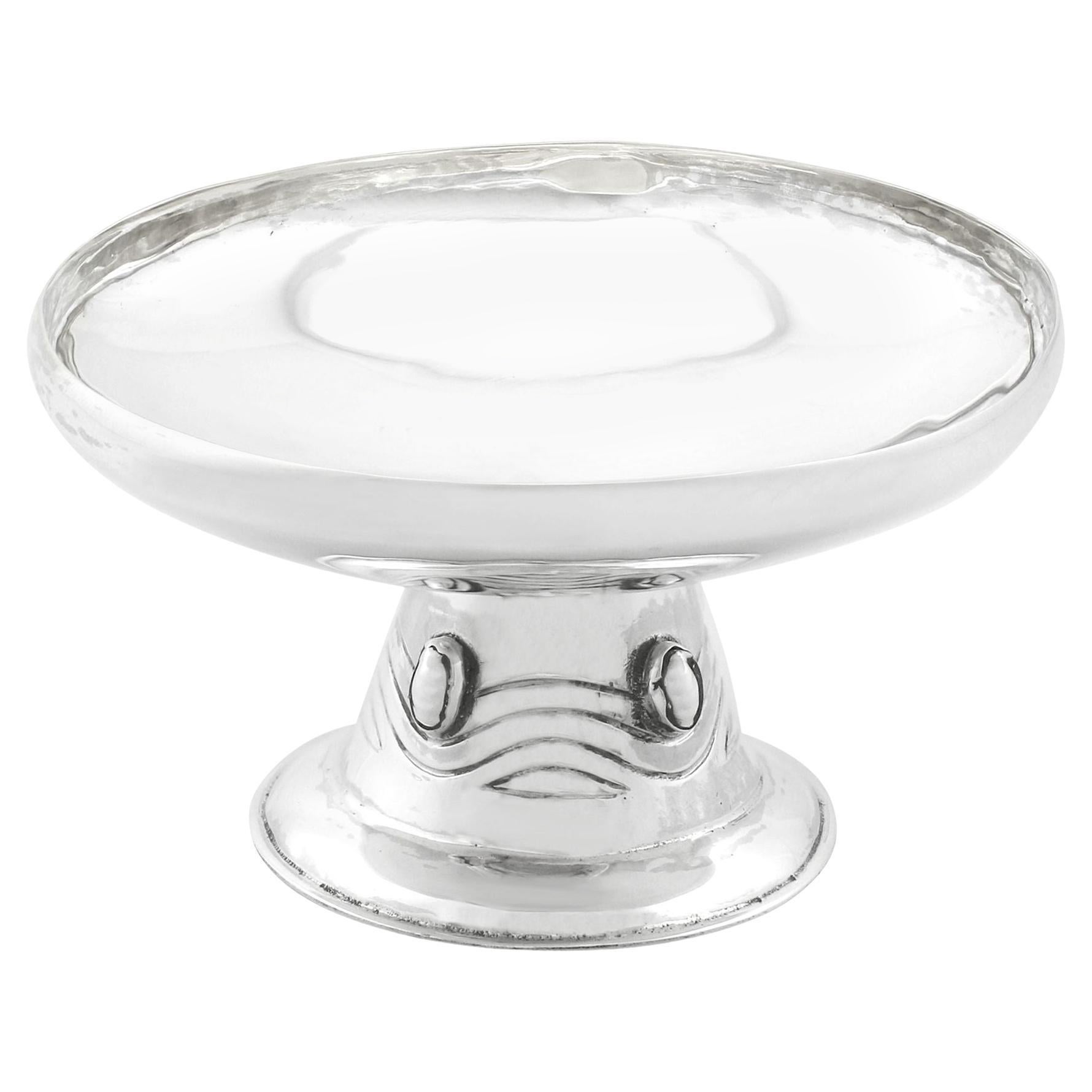 Antique Edwardian Arts & Crafts Style Sterling Silver Bon Bon Dish For Sale