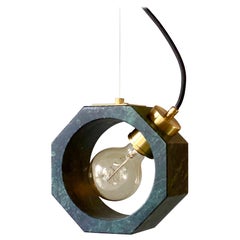 Contemporary Matlight Italian Essential Octagon Minimalist Green Marble Pendant