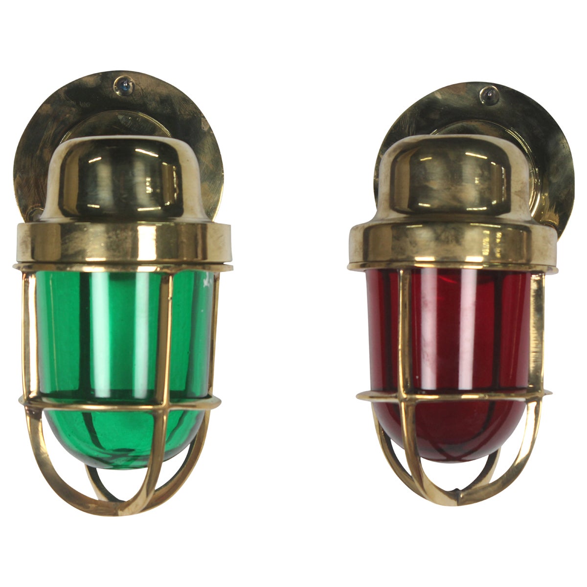 Pair of Port and Starboard Copper Ship's Navigational Lights