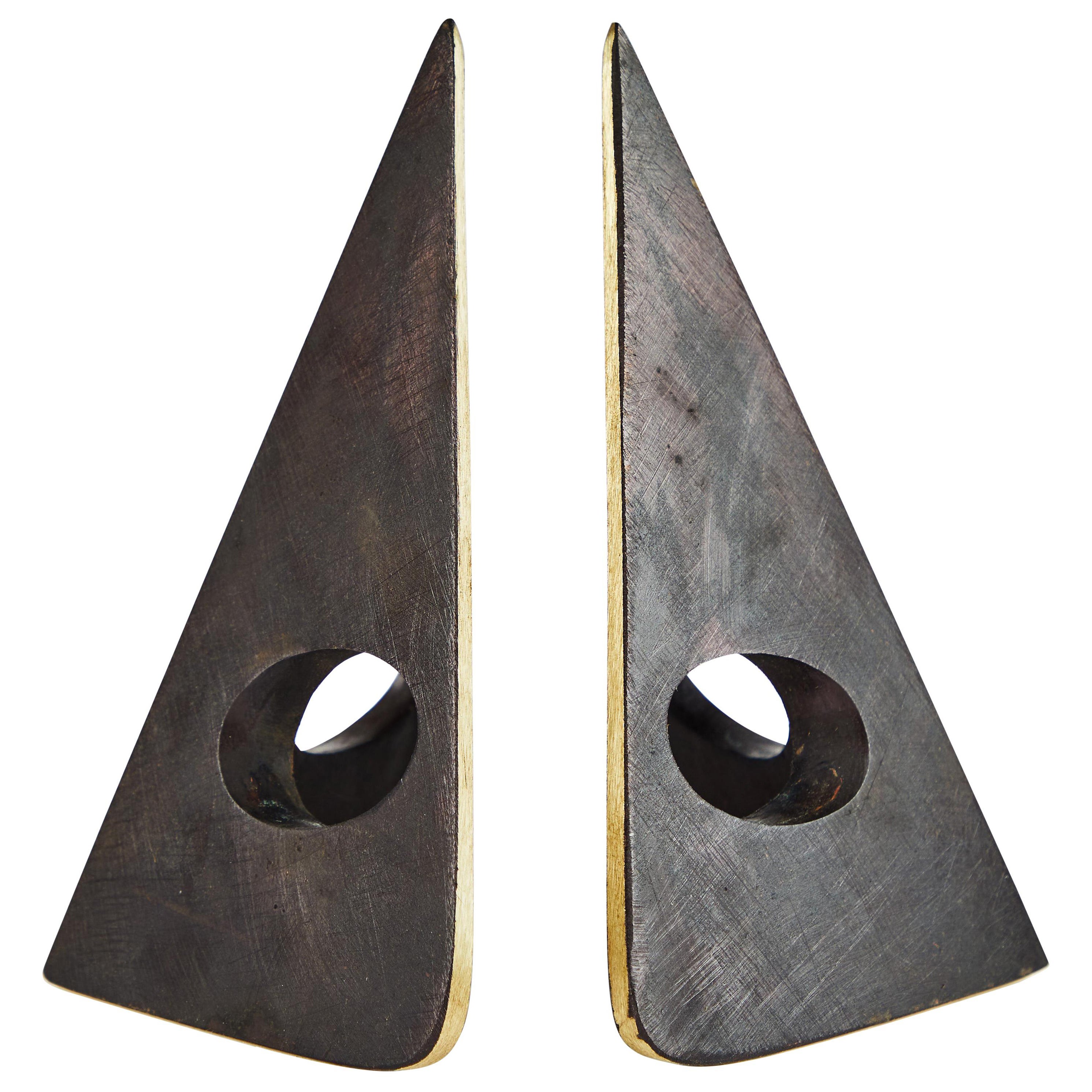 Pair of Carl Auböck Model #4100 Patinated Brass Bookends
