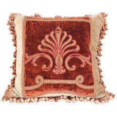 Antique 19th Century Silk Velvet Textile Fragment Framed into a Pillow
