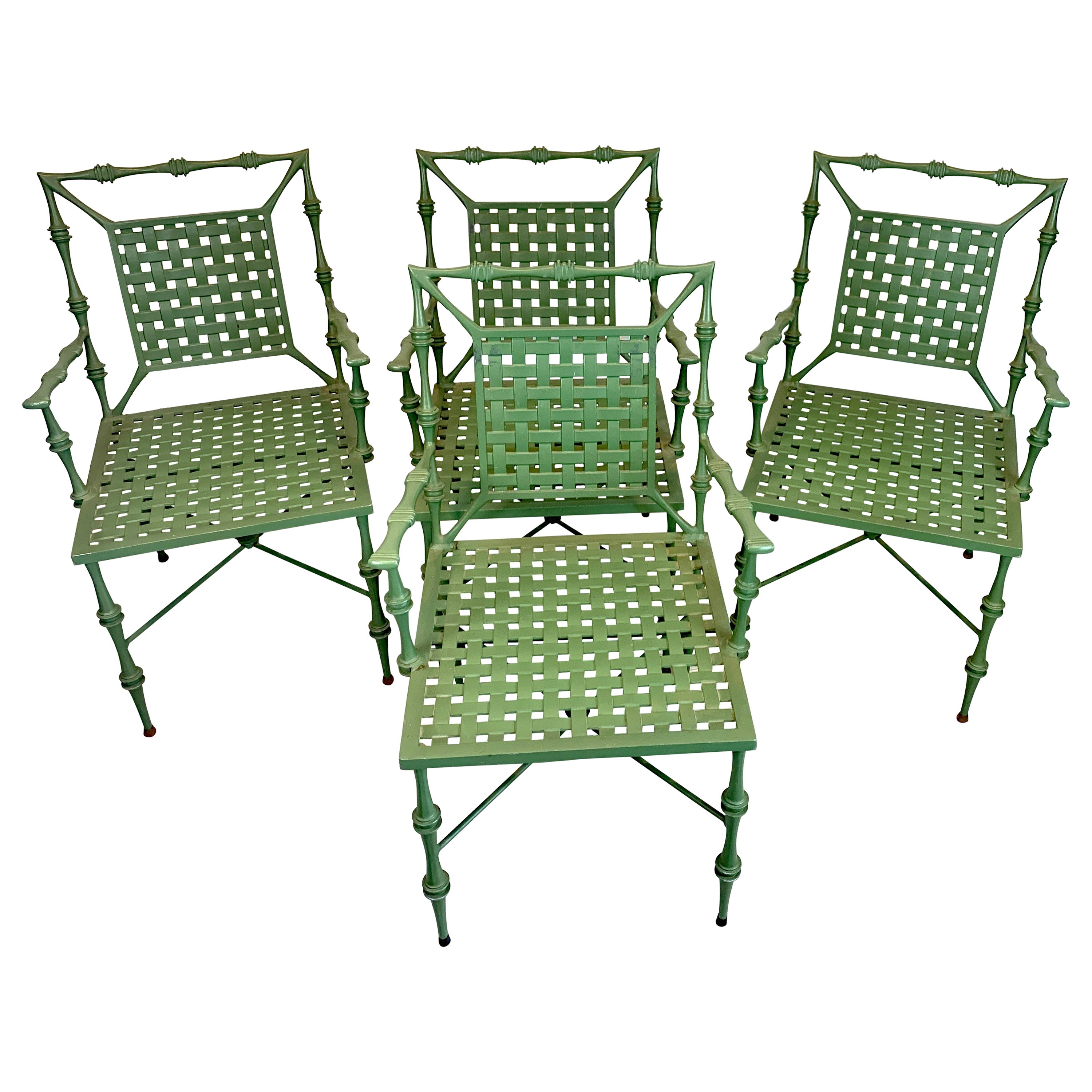 Faux Bamboo Metal Patio Chairs by Meadowcraft at 1stDibs