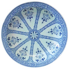 Set of 18 Blue & White French Faience Plates & Platter Sarreguemines