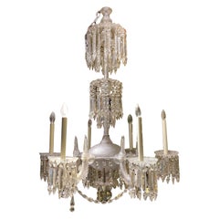 Antique Victorian Period Molded Glass and Cut Crystal 6-Light Chandelier