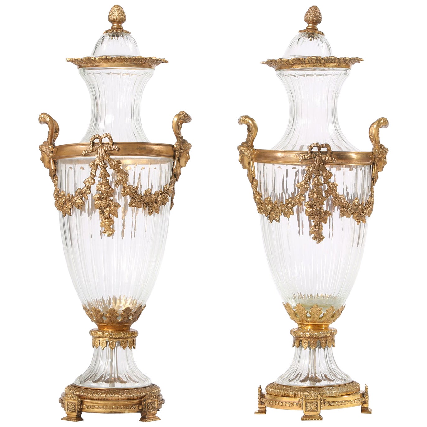 Pair of Baccarat Vases with Gilt Bronze Mounts at 1stDibs