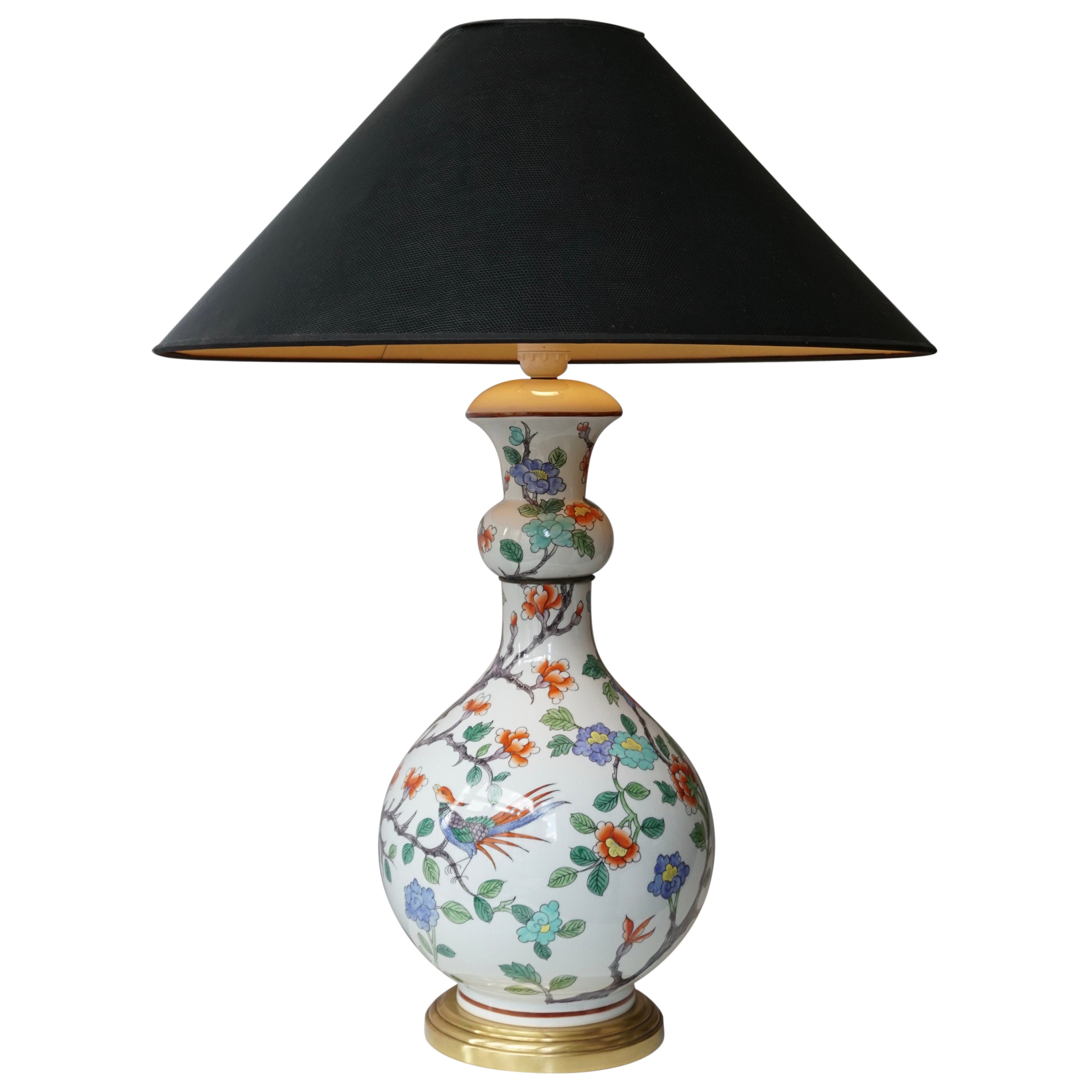 HandPainted French Porcelain Chinoiserie Table Lamp For Sale at 1stDibs
