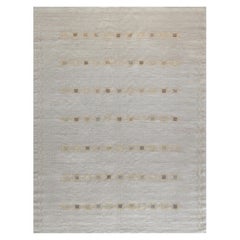 Swedish Kilim Inspired Ivory Handwoven Wool Rug