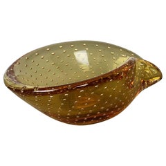 Retro Murano Glass "honey bubble" Bowl Element Shell Ashtray Murano, Italy, 1970s