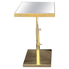 Fine Mid-Century Modern Bronze Beveled Mirror Telescoping Square Side Table