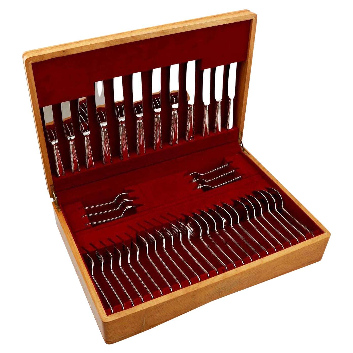 Vintage Boxed Sterling Silver Canteen of Cutlery for Six Persons