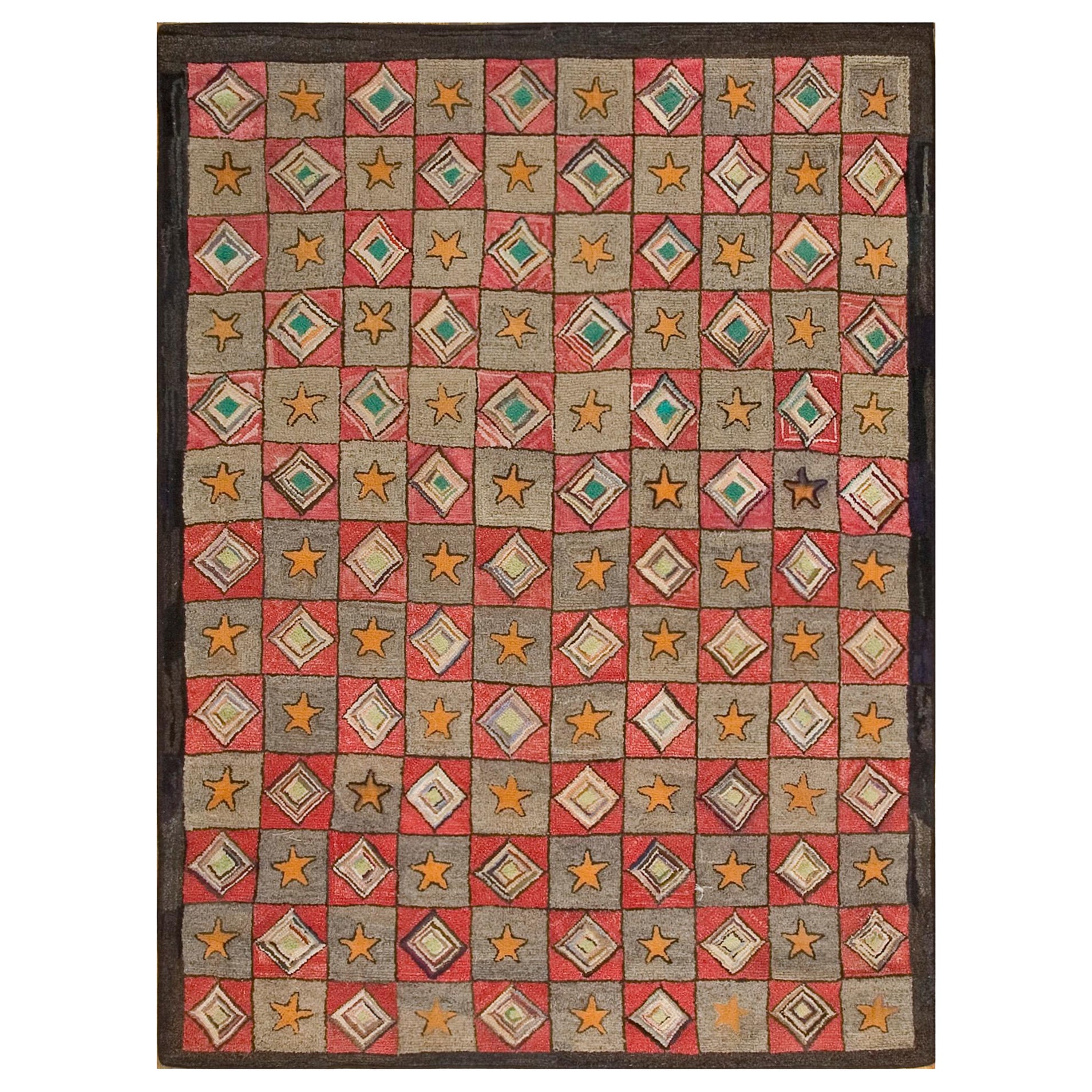 Antique American Hooked Rug For Sale