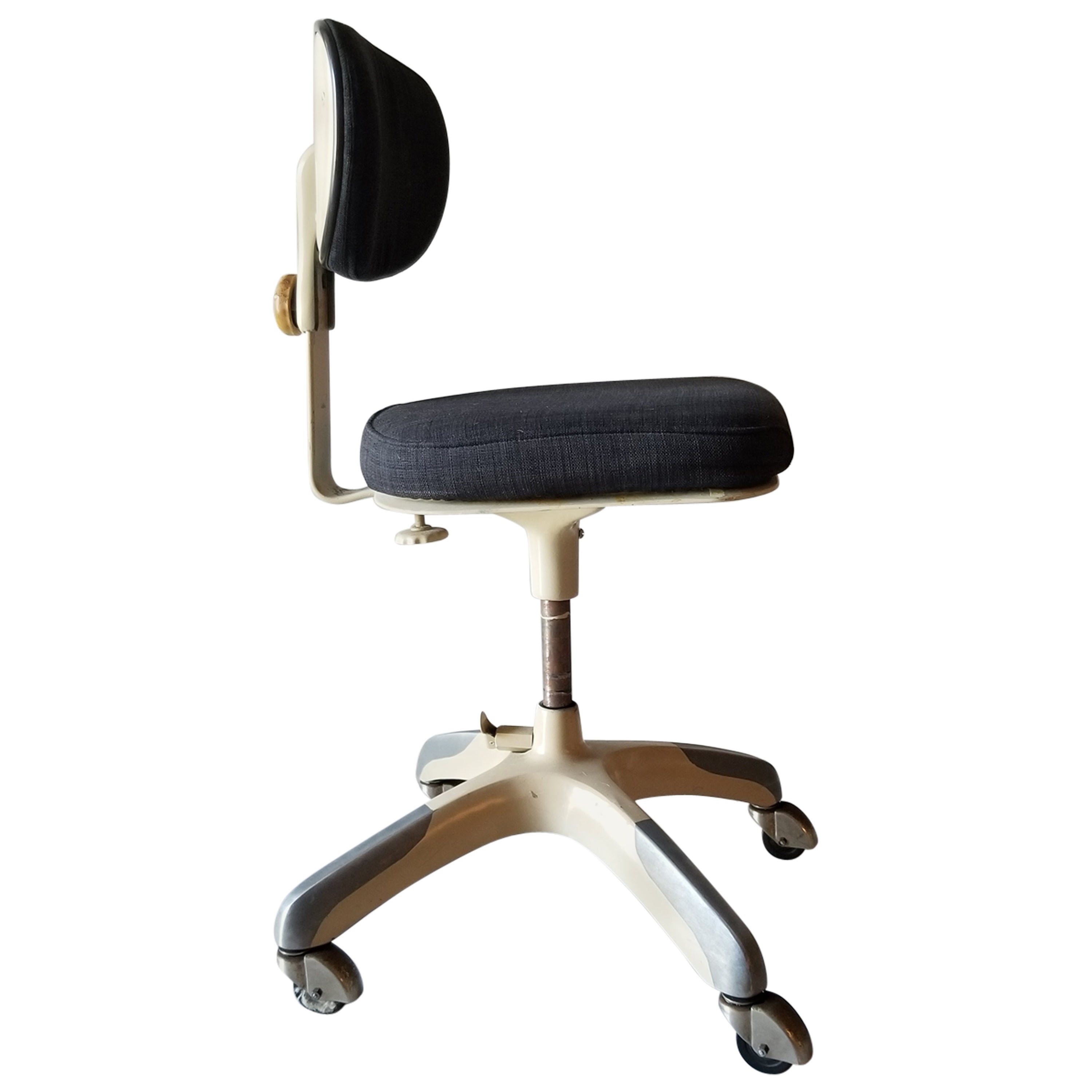 Deep Tufted Black Leather English Chesterfield Style Rolling Office