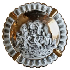 1960s Italian Gold Renaissance Cherub Ashtray Italy