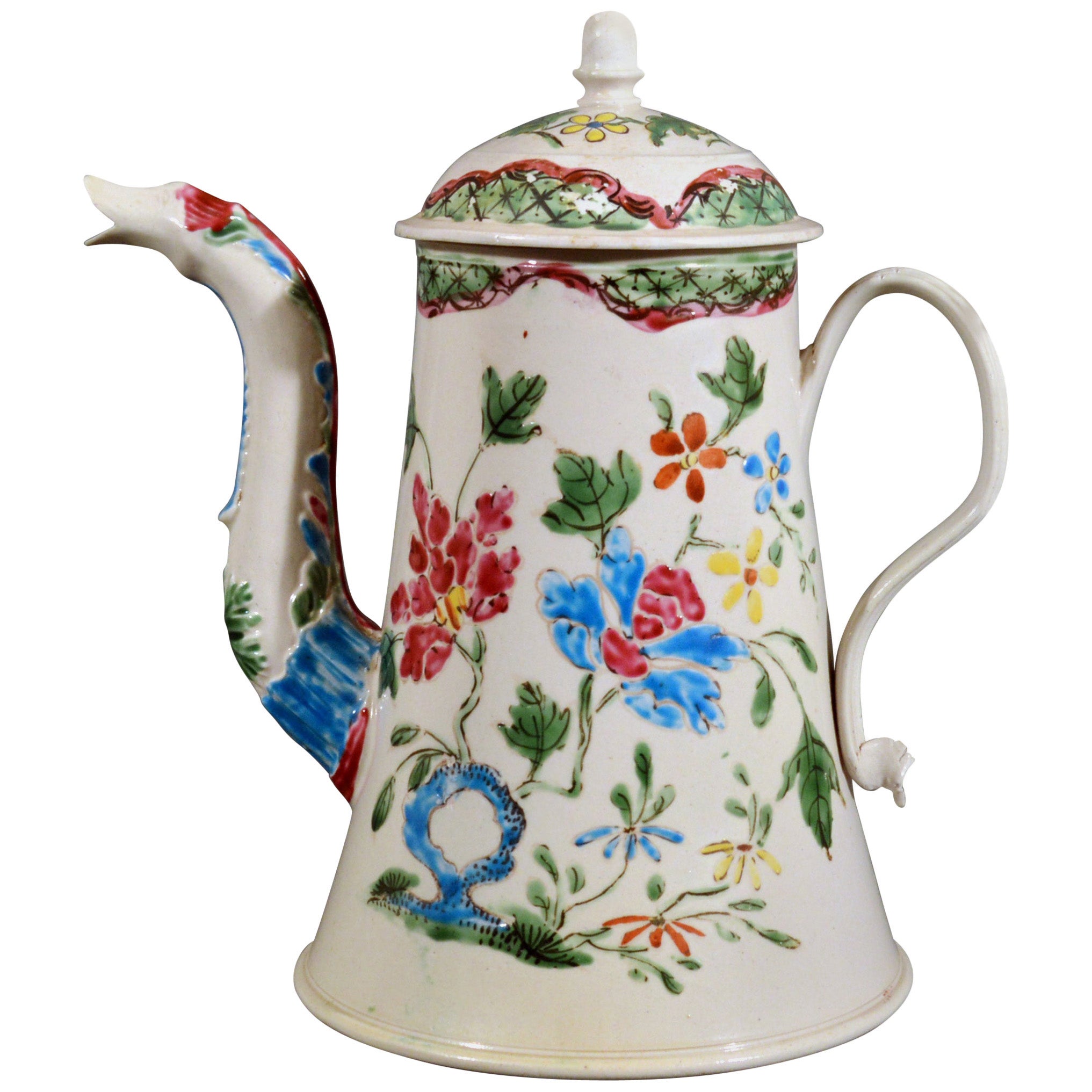 Mug ancien en perles du Staffordshire : transfert de