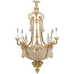 Wonderful Late 19th Century Gilt Bronze and Beaded Chandelier