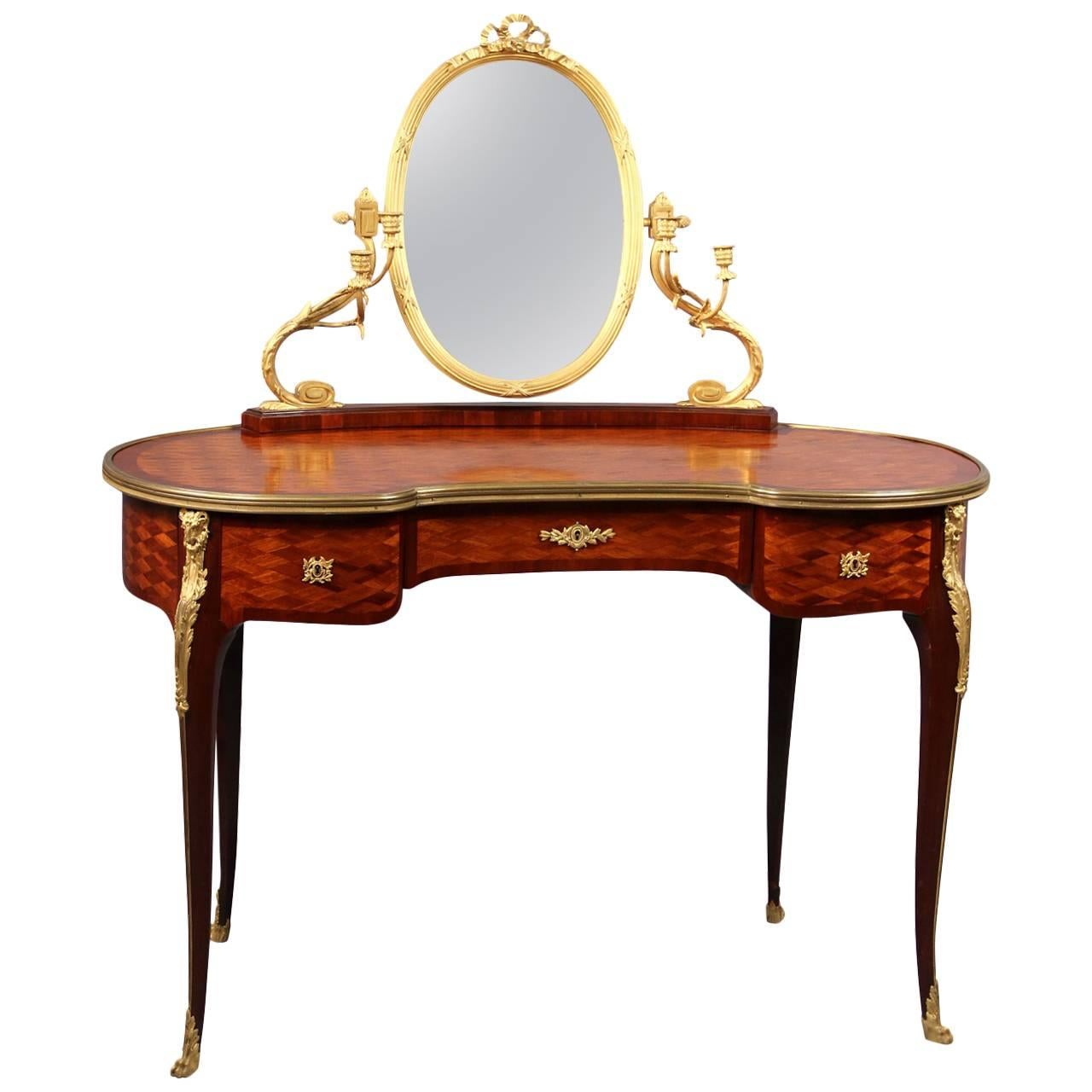 Late 19th Century Gilt Bronze-Mounted Louis XV Style Dressing Table For Sale